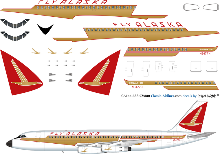 1/144 Scale Decal Alaska Airlines CV-880