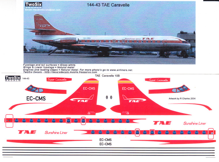 1/144 Scale Decal TAE Caravelle