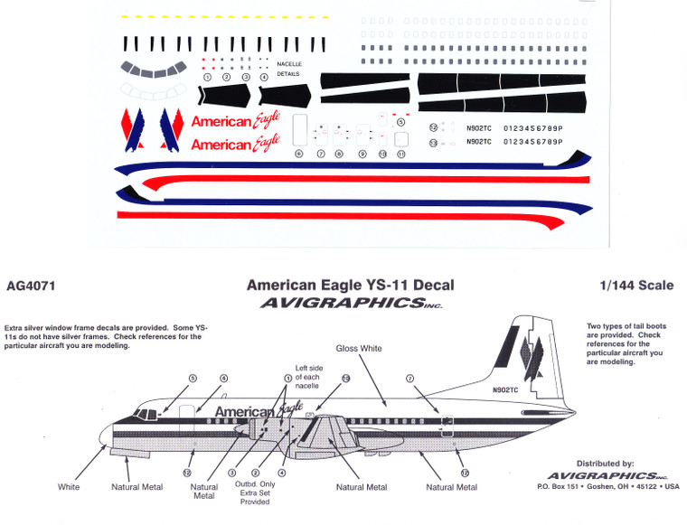 1/144 Scale Decal American Eagle YS-11