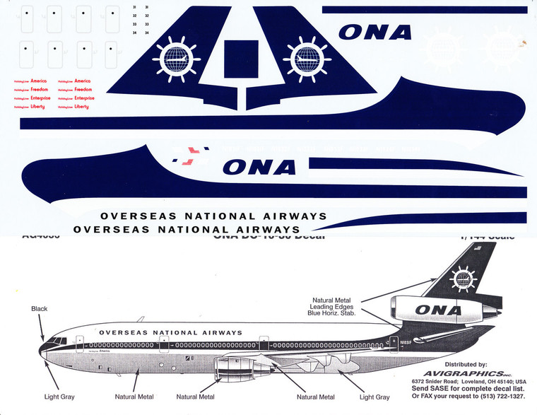 1/144 Scale Decal ONA DC10-30