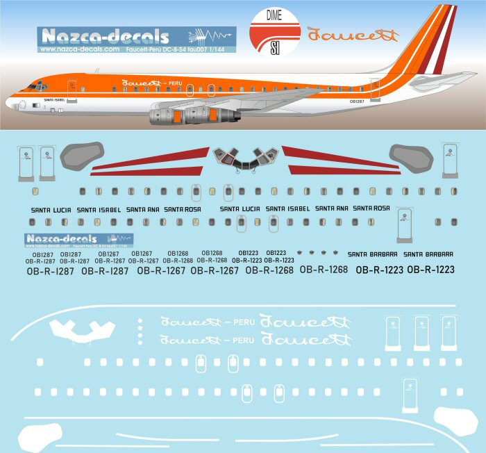 1/144 Scale Decal Faucett DC8-54
