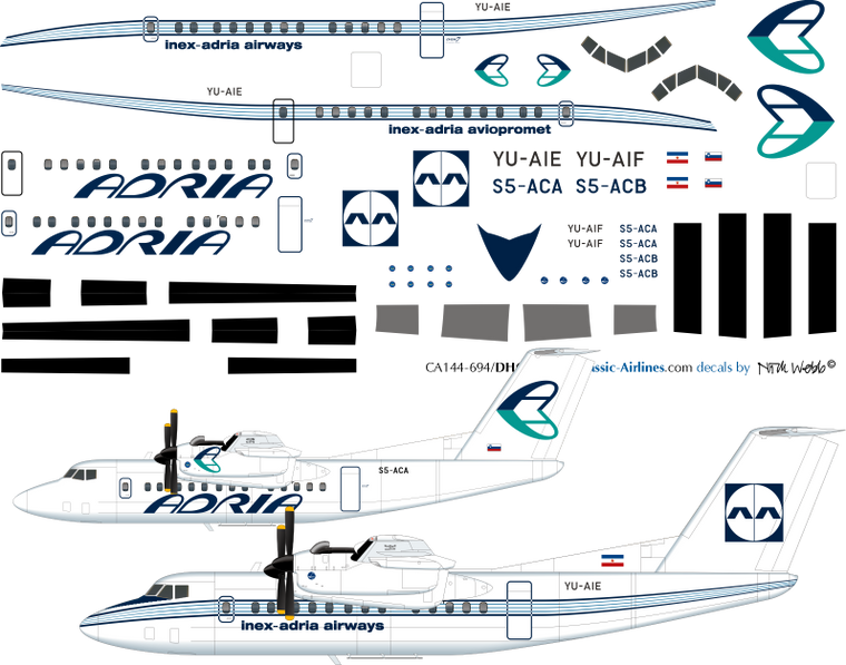 1/144 Scale Decal Inex-Adria Airways Dash 7