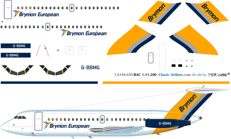 1/144 Scale Decal Brymon European BAC-111