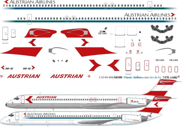 1/144 Scale Decal Austrian Airlines MD-80