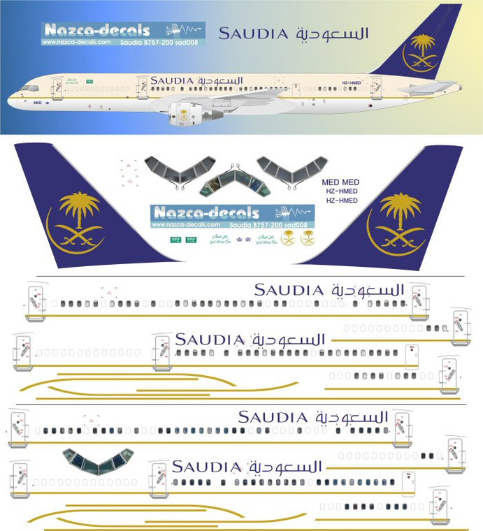 1/144 Scale Decal Saudia 757-200