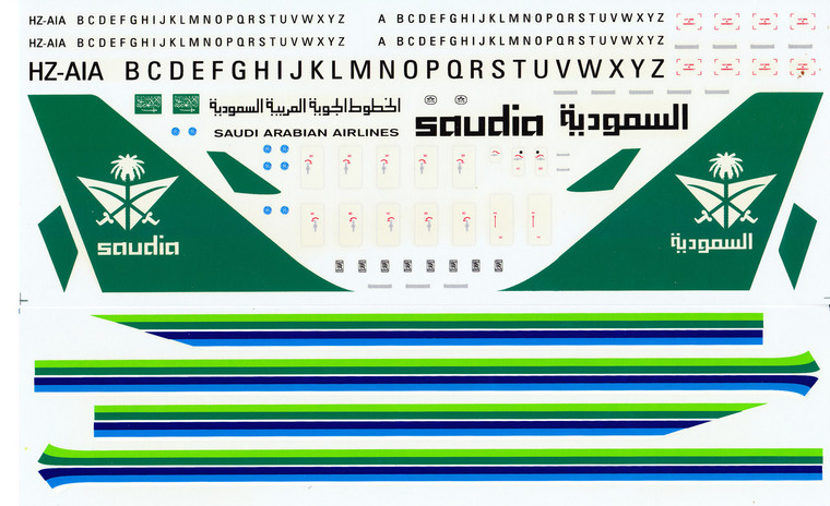 1/144 Scale Decal Saudia 747-100 thru 400