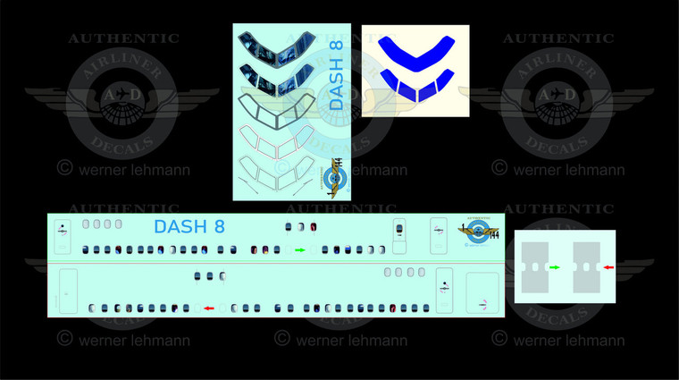 1/144 Scale Decal Dash 8-400 Lifelike Cockpit & Windows