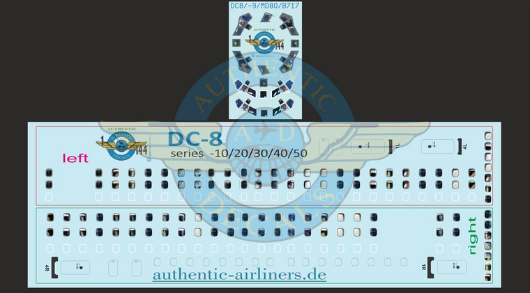 1/144 Scale Decal DC8-10/20/30/40/50 Lifelike Cockpit & Windows