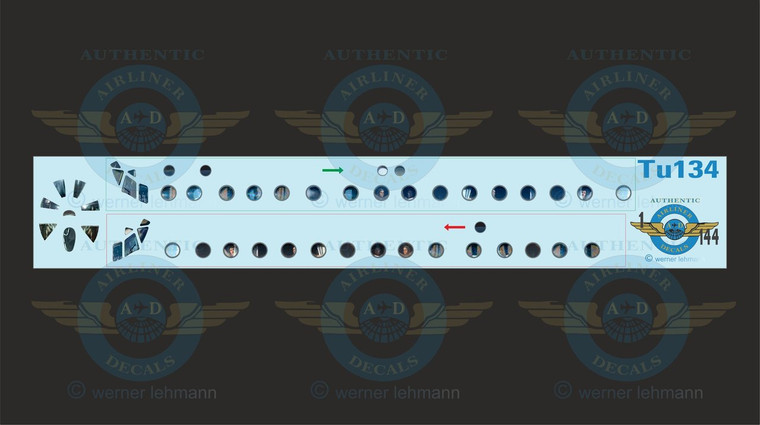 1/144 Scale Decal TU-134 Lifelike Cockpit & Windows