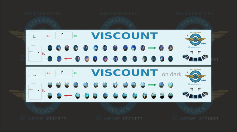 1/144 Scale Decal Vickers Viscount Lifelike Cockpit & Windows