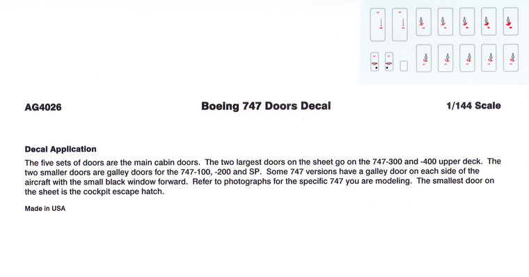 1/144 Scale Decal 747 Doors