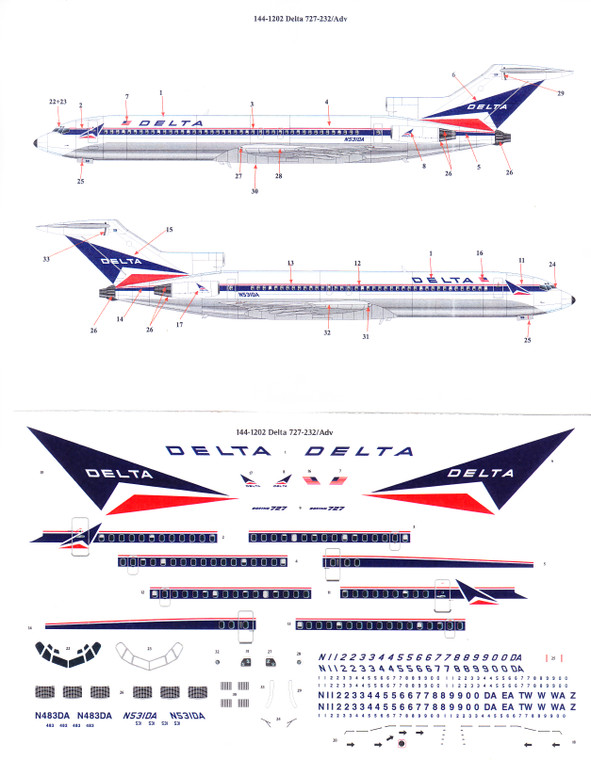 1/144 Scale Decal Delta 727-232 / Adv