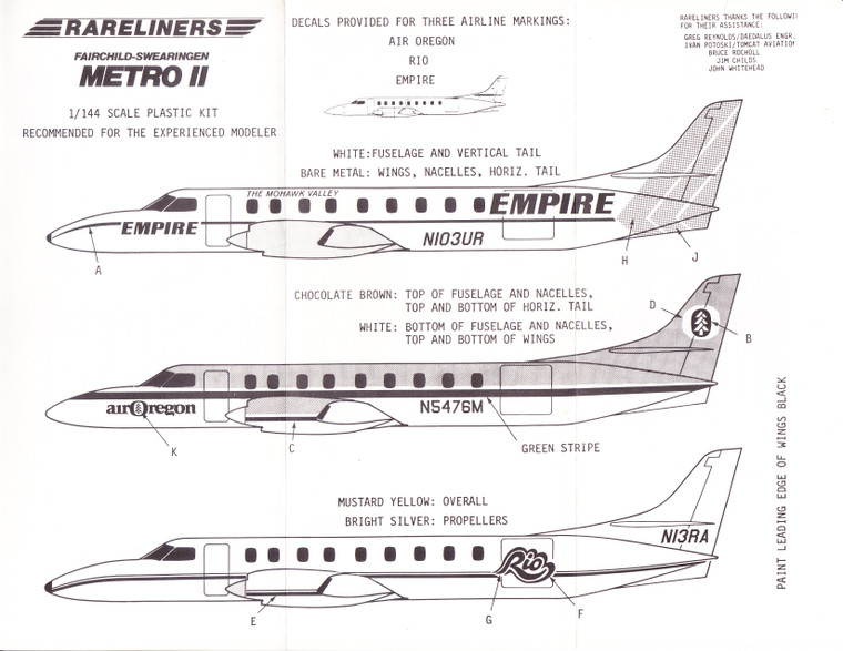 1/144 Scale Decal Empire / Air Oregon / Rio Metro II