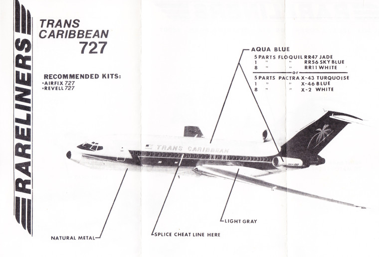 1/144 Scale Decal Trans Caribbean 727-100