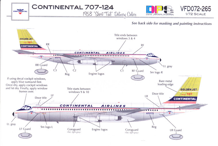 1/72 Scale Decal Continental 707-124