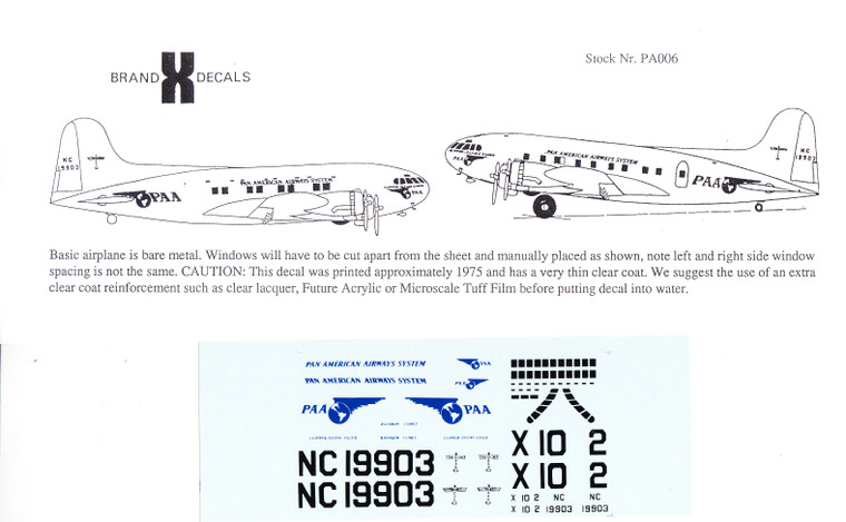 1/144 Scale Decal Pan American B-307 Stratocruiser