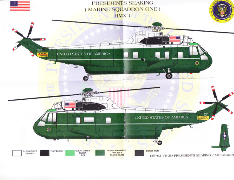 1/72 Scale Decal Marine One Presidents SeaKing