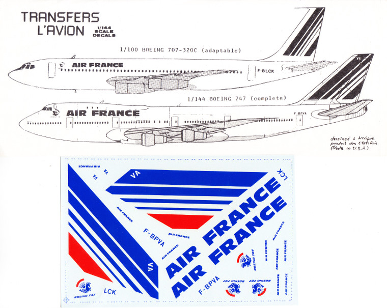 1/144 Scale Decal Air France 747 1/100 Scale 707-320C