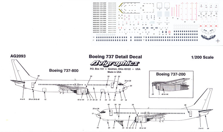1/200 Scale Decal Detail Sheet 737