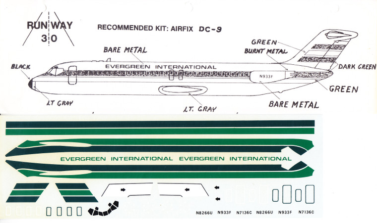 1/144 Scale Decal Evergreen International Electra / DC-9