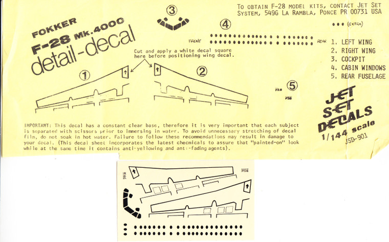 1/144 Scale Decal F-28 Detail Sheet