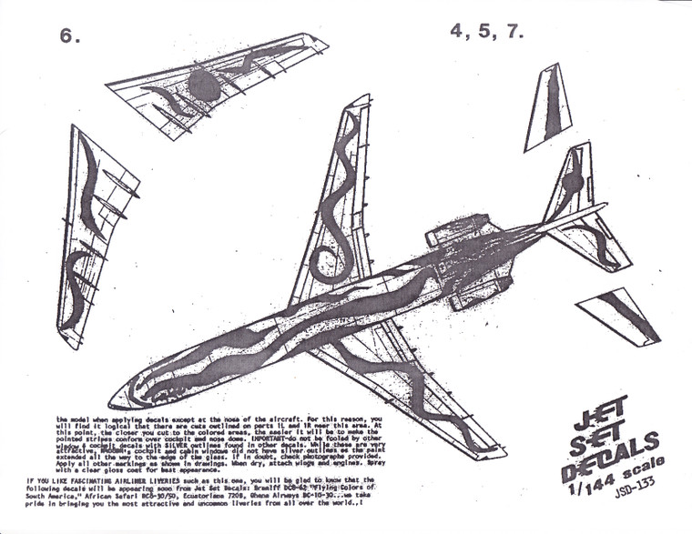 1/144 Scale Decal Braniff Calder 727-200