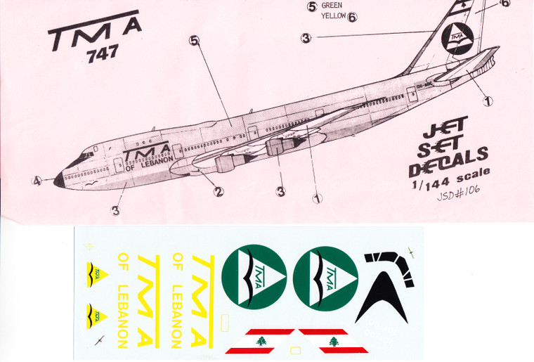 1/144 Scale Decal TMA of Lebanon 747