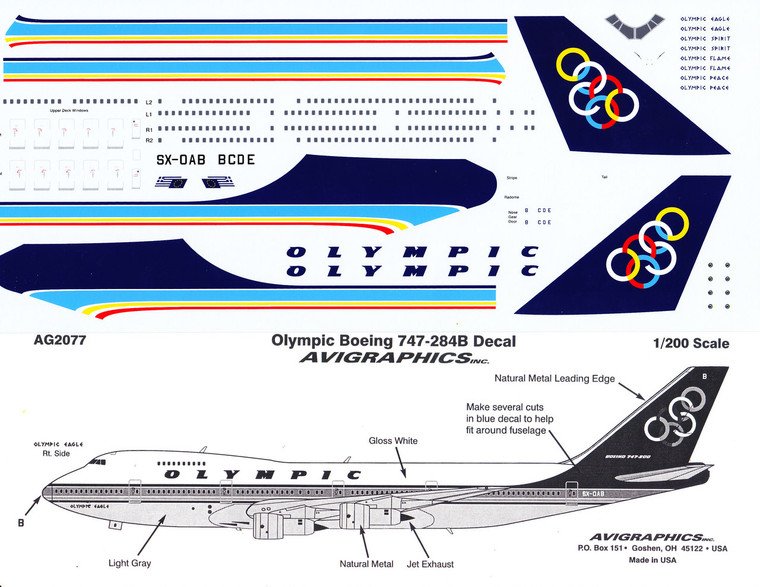 1/200 Scale Decal Olympic 747-200