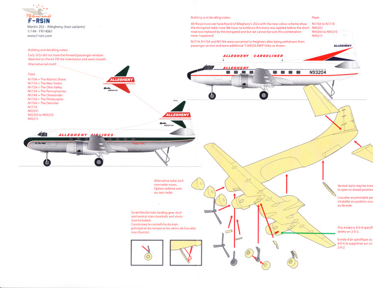 1/144 Scale Decal Allegheny Cargoliner Martin 202