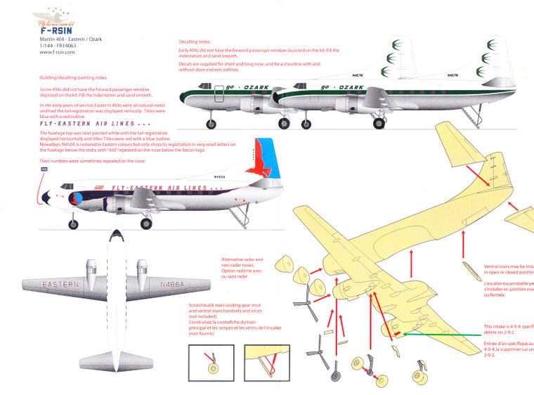 1/144 Scale Decal Eastern / Ozark Martin 404