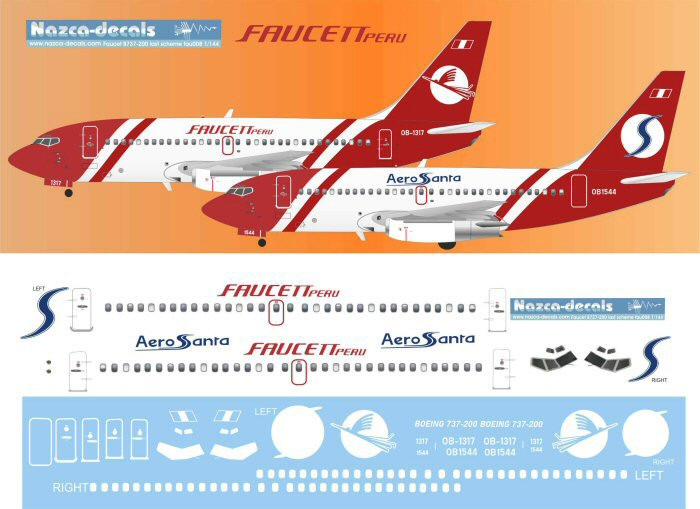 1/144 Scale Decal Faucett / AeroSanta 737-200