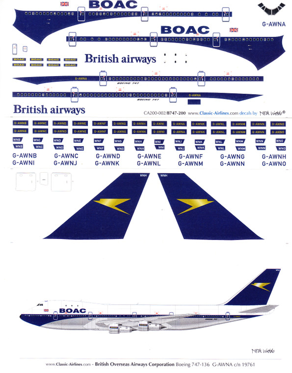 1/200 Scale Decal BOAC / British Airways 747-200