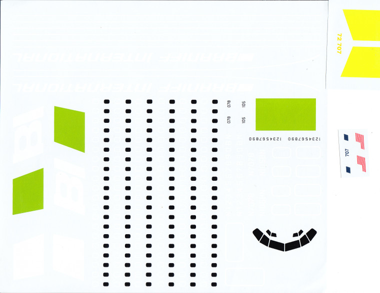 1/72 Scale Decal Braniff International 707 / 720 Light Green / Dark Green Flying Colors