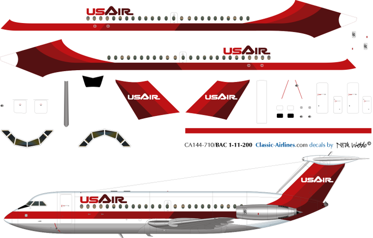 1/144 Scale Decal USAir BAC-111