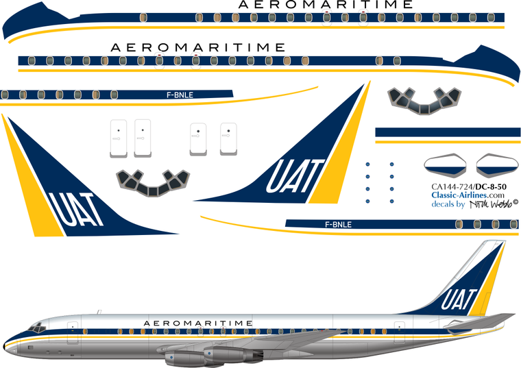1/144 Scale Decal UAT Aeromaritime DC8-50