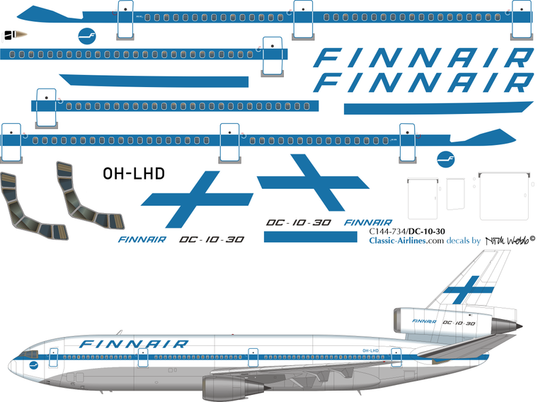 1/144 Scale Decal Finnair DC10-30