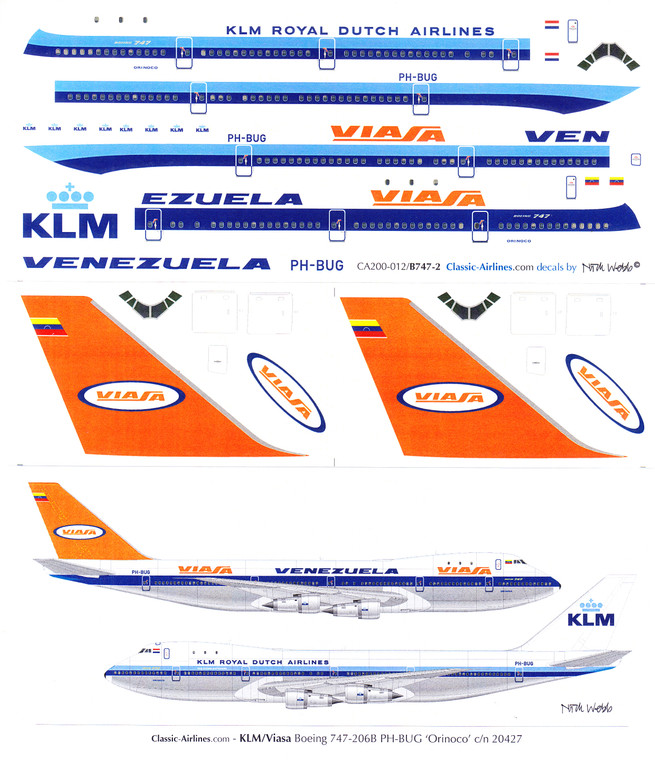1/200 Scale Decal KLM / Viasa 747-200