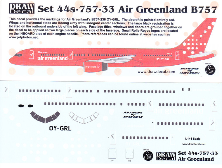 1/144 Scale Decal Air Greenland 757-200