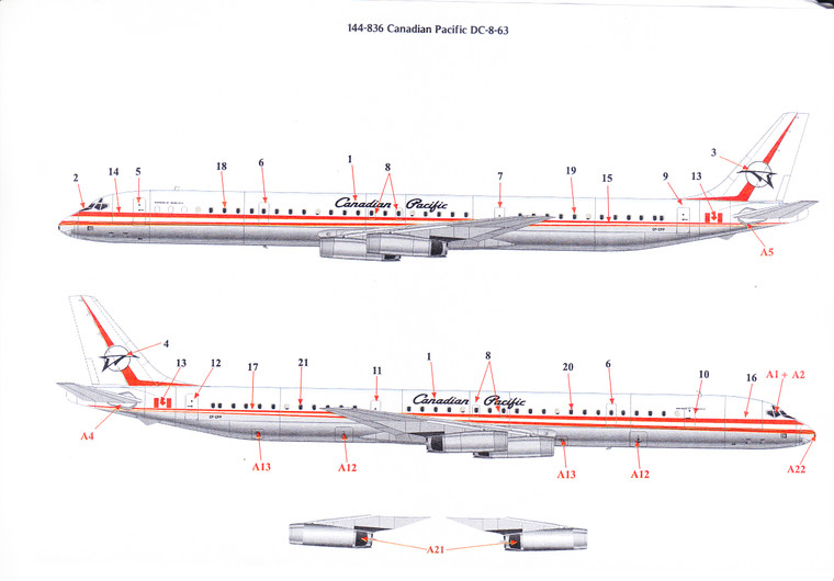 1/144 Scale Decal Canadian Pacific DC8-63
