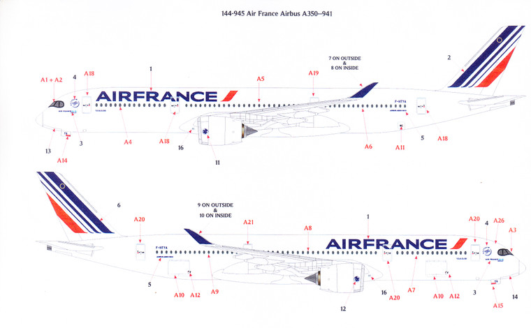 1/144 Scale Decal Air France A350-941