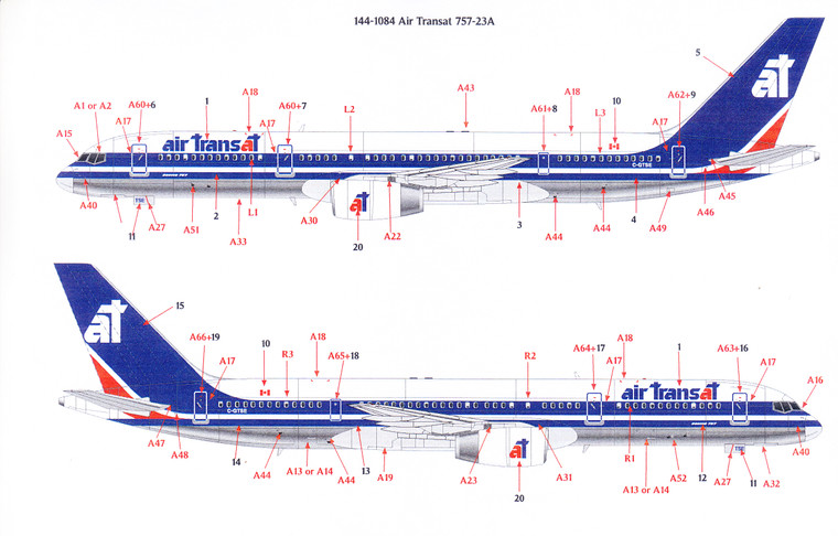 1/144 Scale Decal Air Transat 757-200