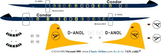 1/144 Scale Decal Condor Viscount 800