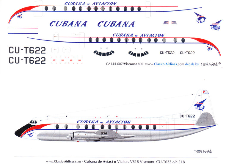 1/144 Scale Decal Cubana Viscount 800