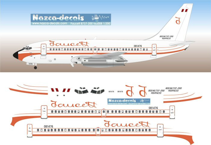 1/144 Scale Decal Faucett 737-200 Retro