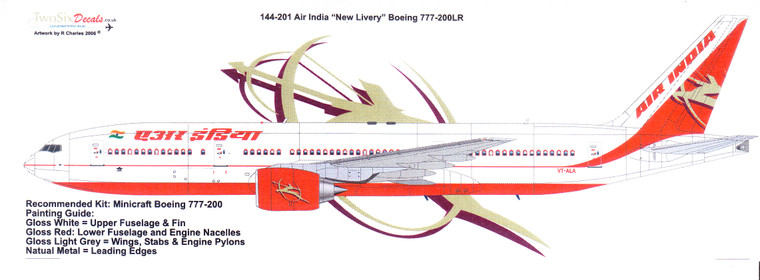 1/144 Scale Decal Air India 777-200ER