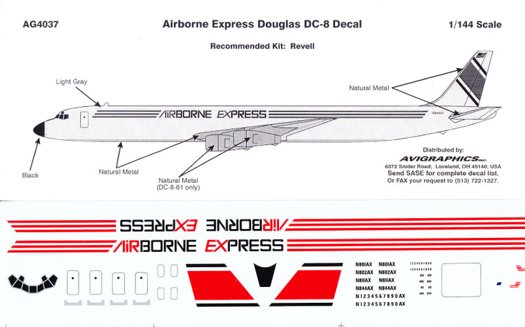 1/144 Scale Decal Airborne Express DC-8
