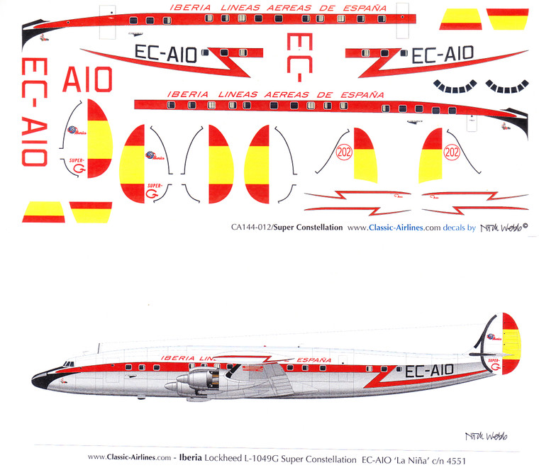 1/144 Scale Decal Iberia Super Constellation V2