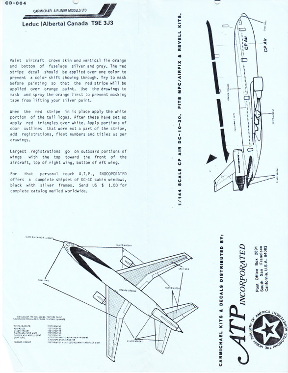 1/144 Scale Decal CP Air DC10-30