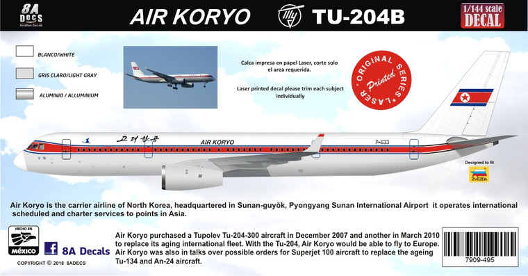 1/144 Scale Decal Air Koryo TU-204B