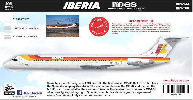 1/144 Scale Decal Iberia MD-88 Retirement Livery